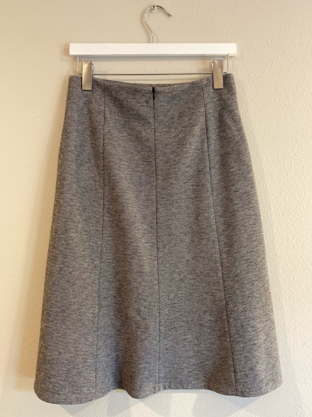 M.M.LaFleur Grey Houndstooth A-Line Midi Skirt Size 4 Virgin Wool Blend Italy - Picture 6 of 6